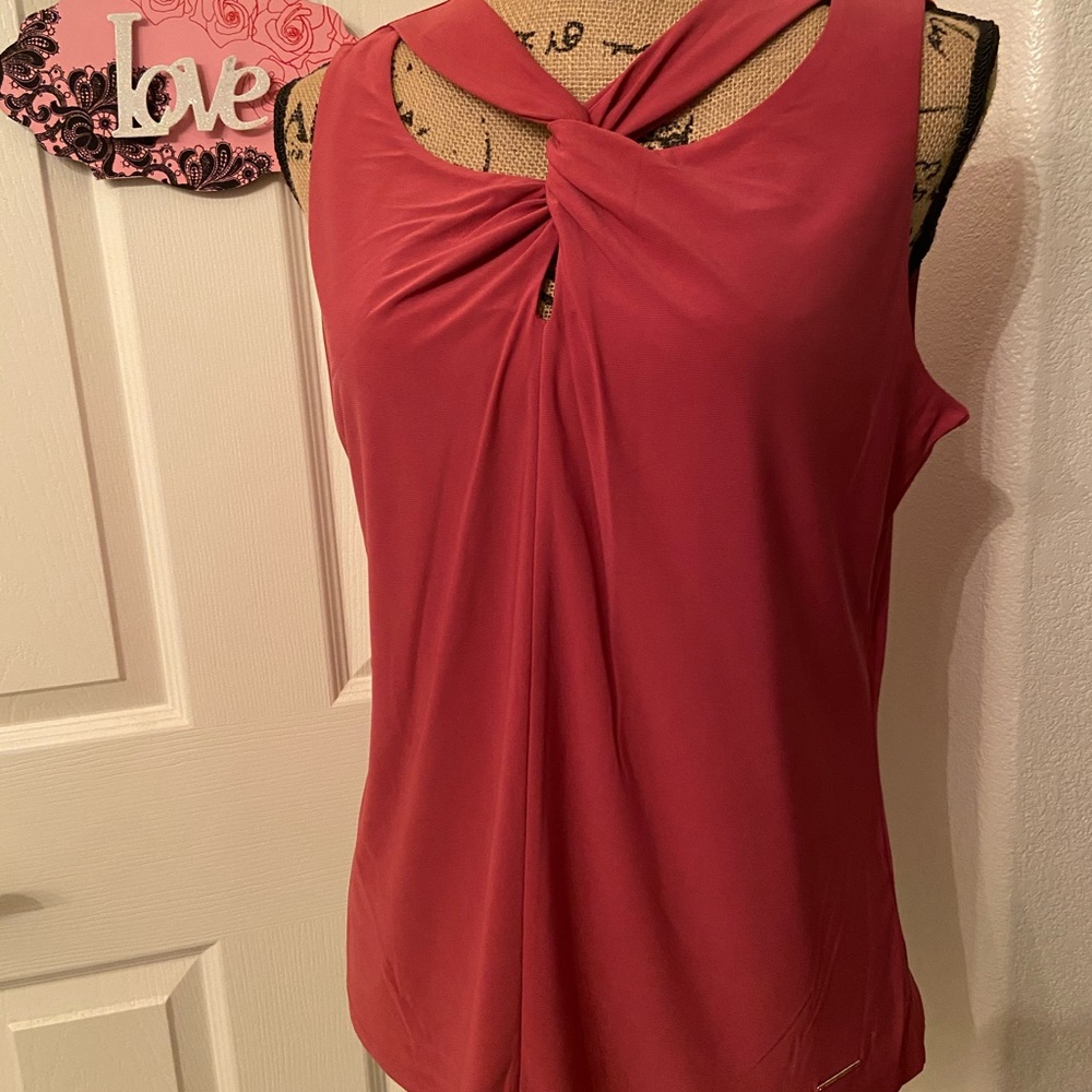 NWT NINE WEST TWIST COLLAR SLEEVELESS BLOUSE SZ M